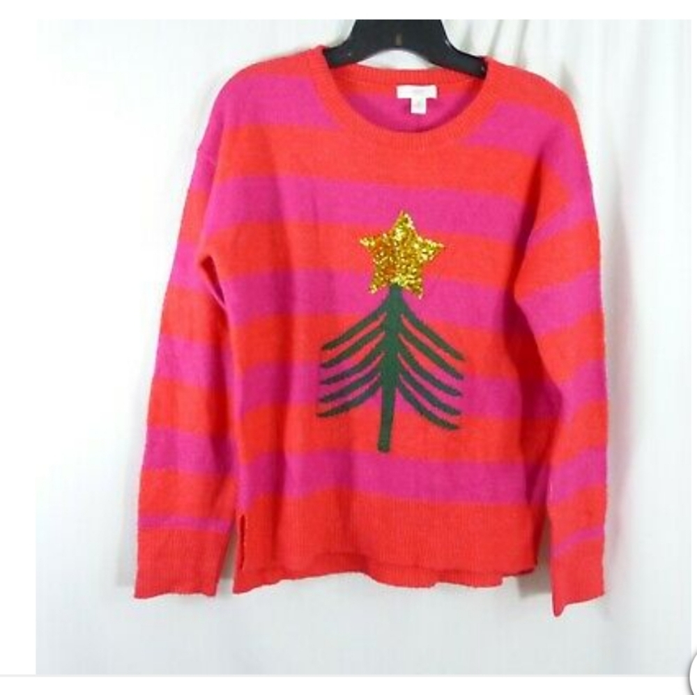 1901 Girls' Red Bittersweet Tree Merry Sparkle Sweater Top Size XL 14/16 NWT
